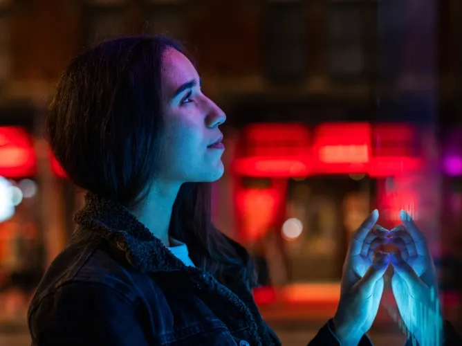 Woman in dramatic lighting teaser